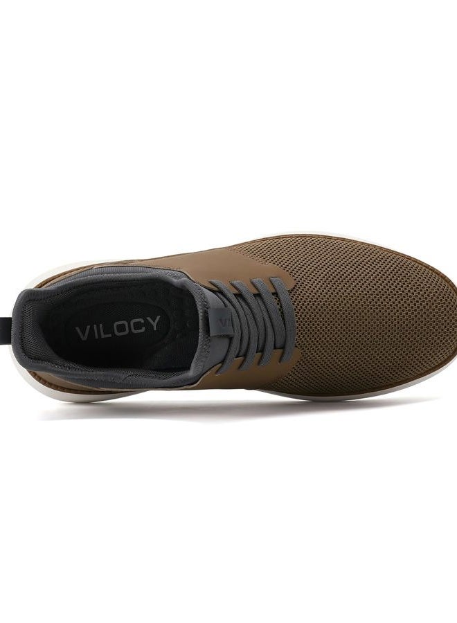 VILOCY Mens Slip On Casual Dress Shoes Hands Free Laceless Fashion Sneakers Comfortable Mesh Tennis Walking Shoes, Brown, 13 Wide - Image 3