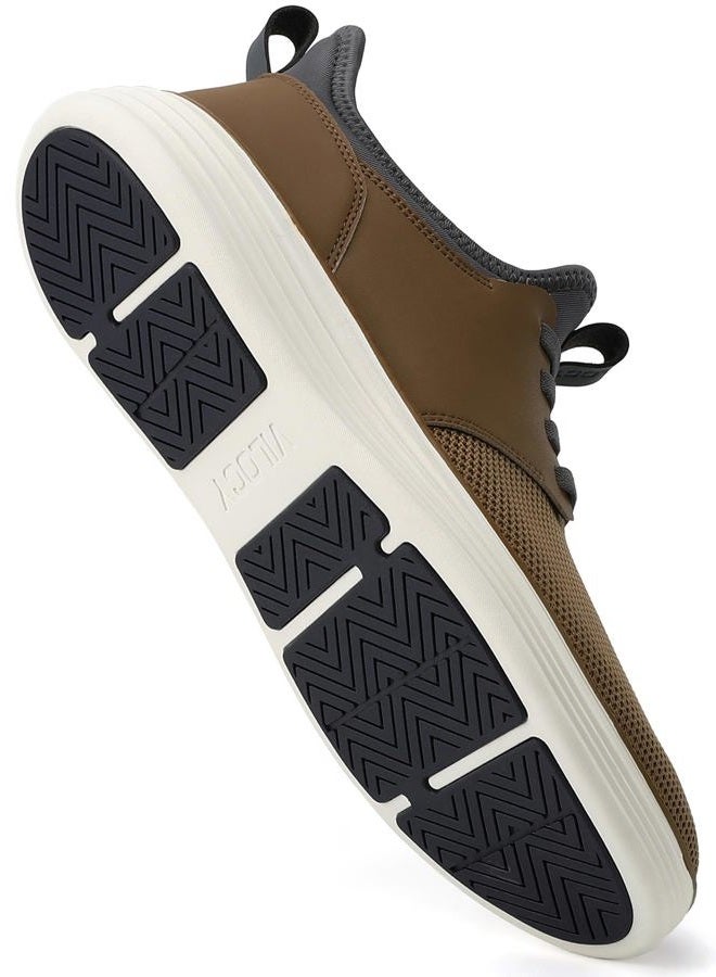 VILOCY Mens Slip On Casual Dress Shoes Hands Free Laceless Fashion Sneakers Comfortable Mesh Tennis Walking Shoes, Brown, 13 Wide - Image 5