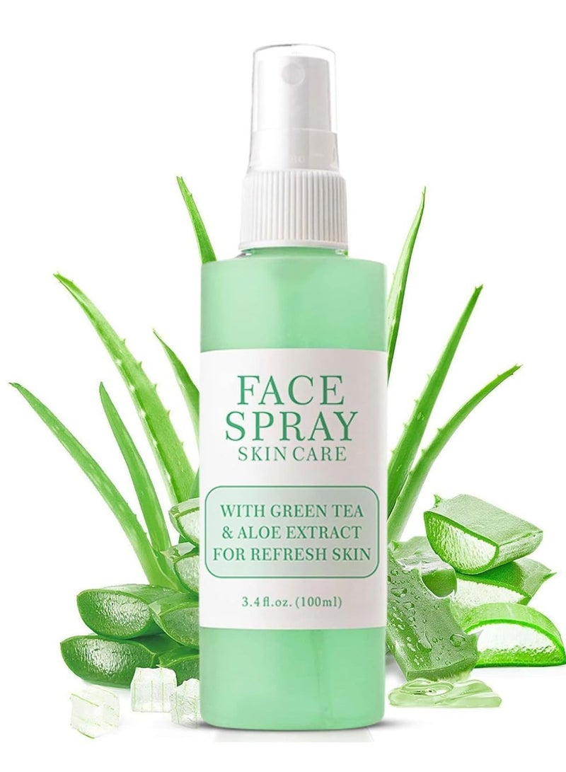 KOEC Facial Spray, Green Tea Aloe Facial Toner Mist, All Natural Pore Minimizer, Calming Skin Treatment, Hydrating Soothing, Skin Treatment for Sensitive, Refreshing, Dry & Combination Types 100ml - Image 1