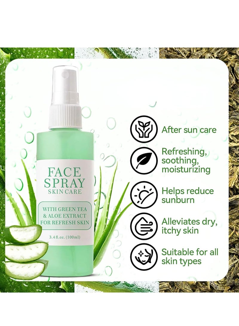 KOEC Facial Spray, Green Tea Aloe Facial Toner Mist, All Natural Pore Minimizer, Calming Skin Treatment, Hydrating Soothing, Skin Treatment for Sensitive, Refreshing, Dry & Combination Types 100ml - Image 2