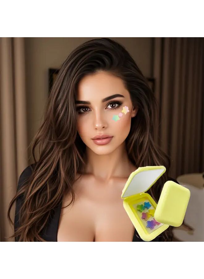60 Colorful Star Face Stickers Set with Rectangular Mirror Case - Image 5