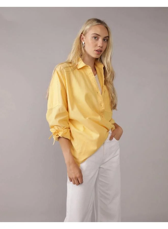 امريكان ايجل AE Go Big Linen-Blend Oversized Tie Sleeve Shirt