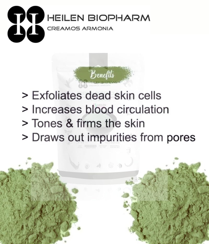 Heilen Biopharm Heilen Biopharm French Green Clay Powder 200 g Pack of 1 For Radiant Skin  - Image 2