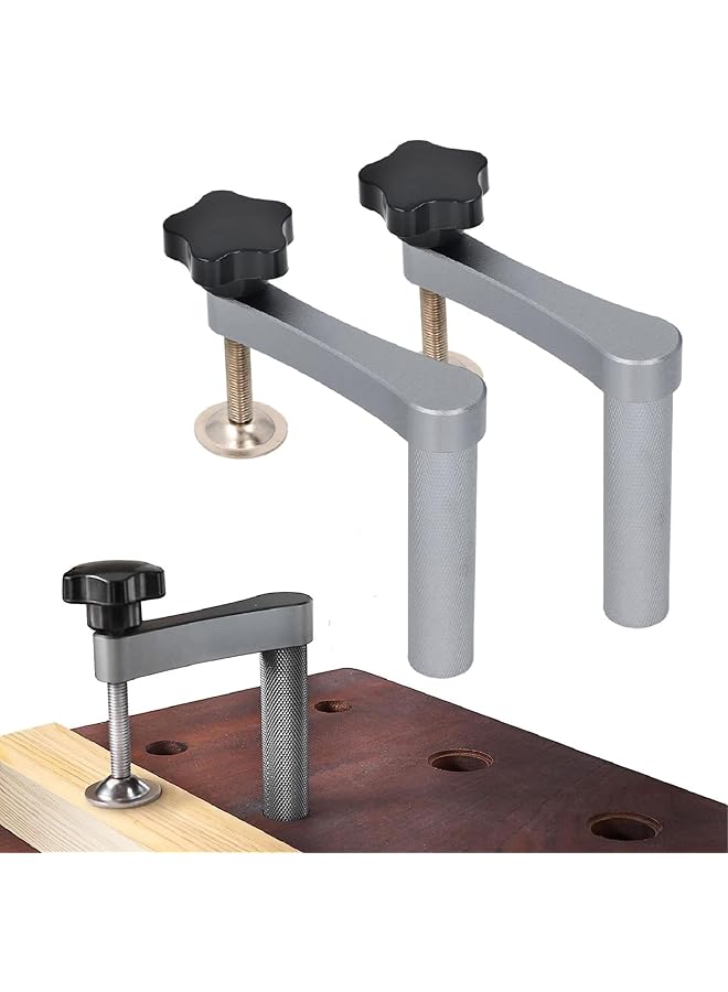 promass Bench Dog Clamps, 3/4 Inch Hold Fast Dog Hole Clamp for Woodworking, Adjustable Aluminum Alloy Quick Acting Dog Clamp for MFT Table, Hold Down Clamps - 2 Pack (20mm) - Image 1