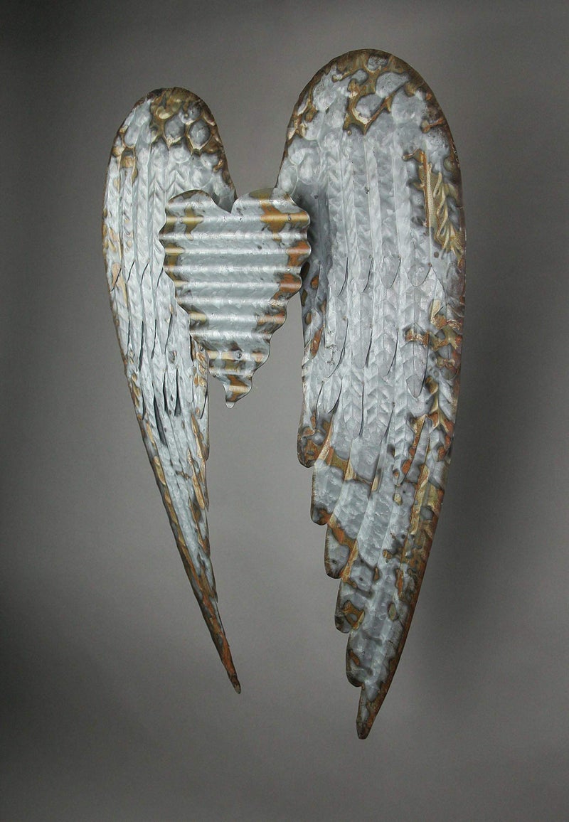 Zeckos Set of 2 Distressed Antique White Angel Wing Wall Sculptures - Perfect Decoration for Nursery, Bedroom, Living Room - Each 11 Inches High - Easy Mounting - Image 3