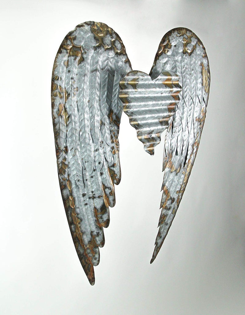 Zeckos Set of 2 Distressed Antique White Angel Wing Wall Sculptures - Perfect Decoration for Nursery, Bedroom, Living Room - Each 11 Inches High - Easy Mounting - Image 2