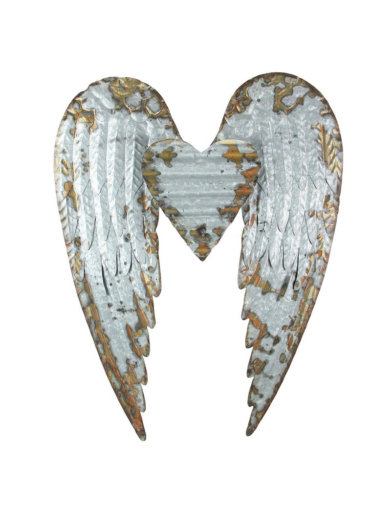 Zeckos Set of 2 Distressed Antique White Angel Wing Wall Sculptures - Perfect Decoration for Nursery, Bedroom, Living Room - Each 11 Inches High - Easy Mounting - Image 1