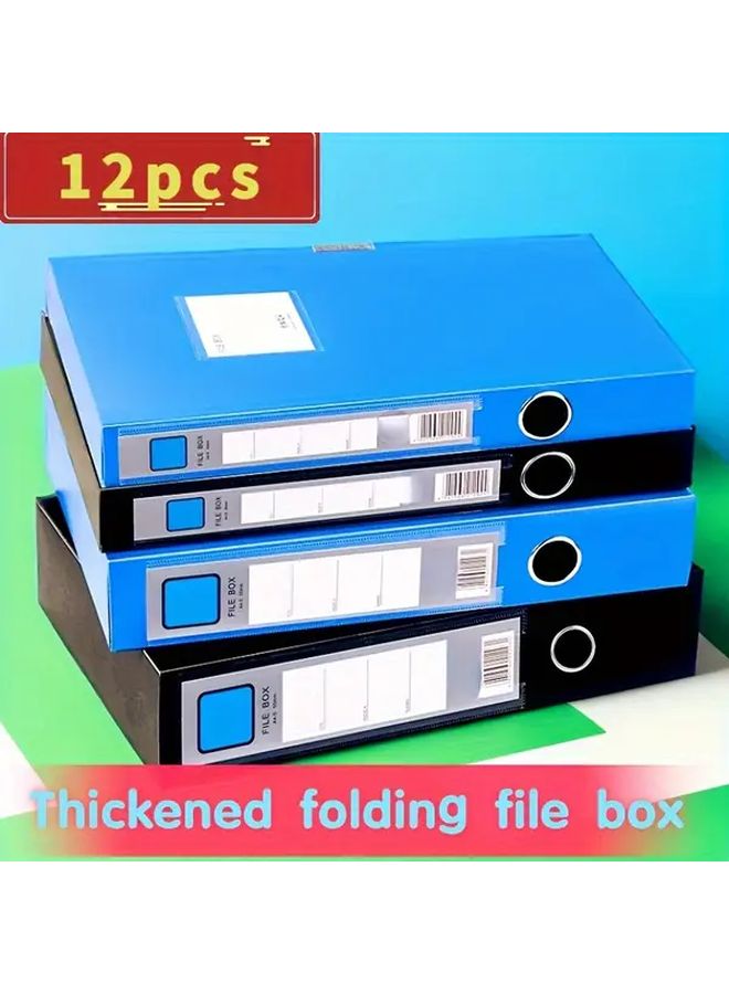 12 Pack Royal Blue Thick PP Folding File Storage Boxes A4 Document Organizer - Image 1