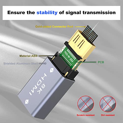 VCELINK HDMI Coupler 8K, HDMI 2.1 Female to Female Extension Adapter to Extend 2 Short Cables, Support 8K@60Hz / 4K@120Hz 120UHD, 3D, HDR, ARC Compatible with Laptop, PC, Monitor, Roku TV, 2 Pack - Image 2