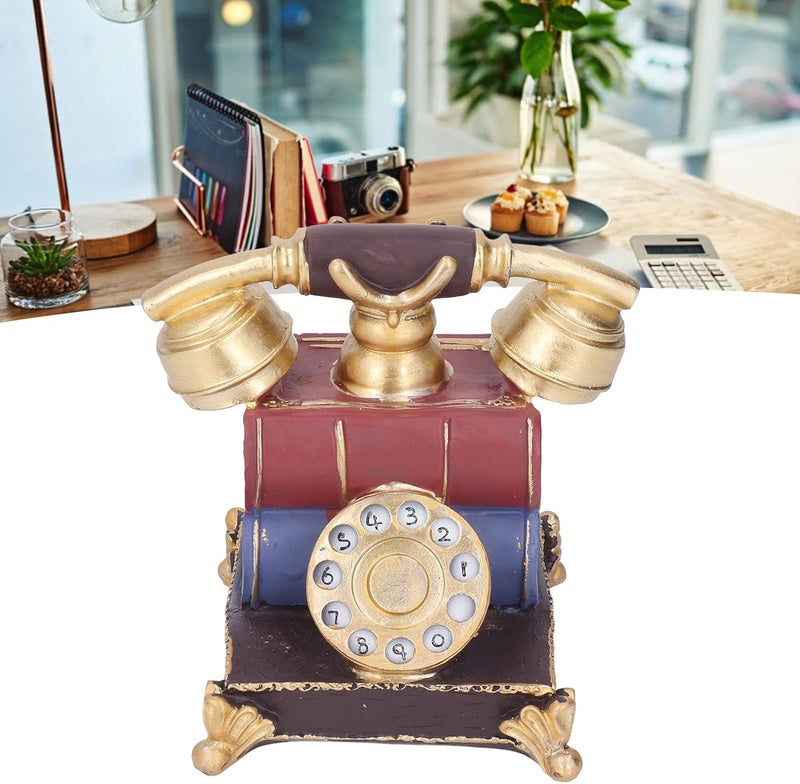 Retro Resin Telephone Model, Antique Phone Decoration, Vintage Decorative Telephone Model with Exquisite Craftsmanship, Synthetic Resin Desk Ornament for Home Study Cafe - Image 4