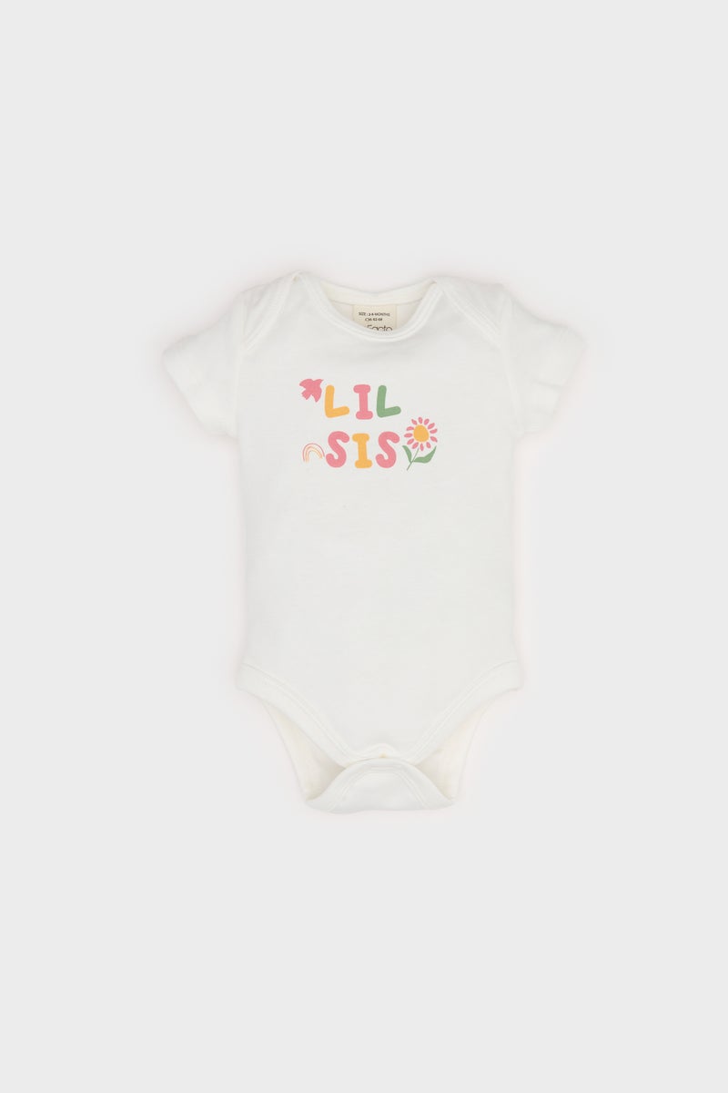 ديفاكتو سالوبيت بيبي بناتي نص كم مضلع بياقة مستديرة - Image 1