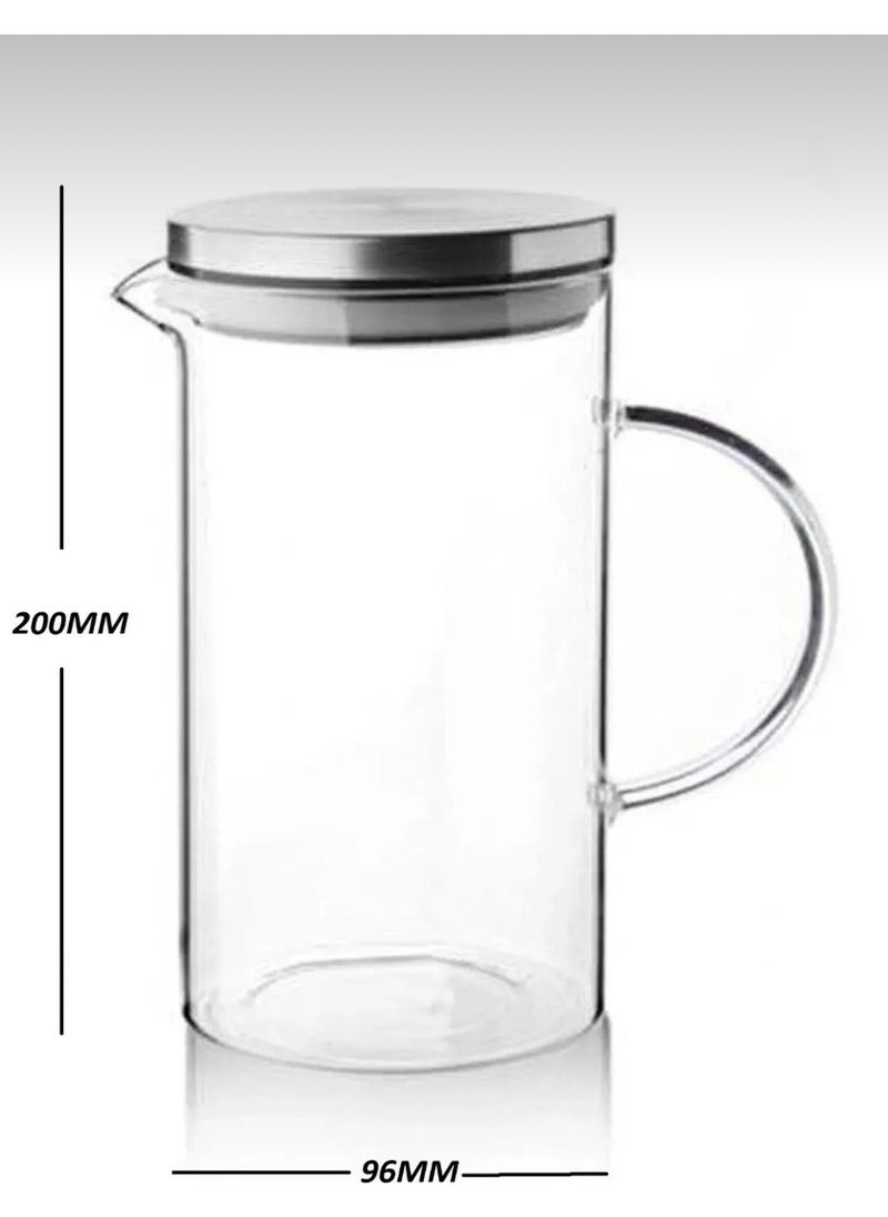 Kitchen Pembelia Borosilicate Glass 1200CC Jug with Metal Stainless Lid  - Image 2