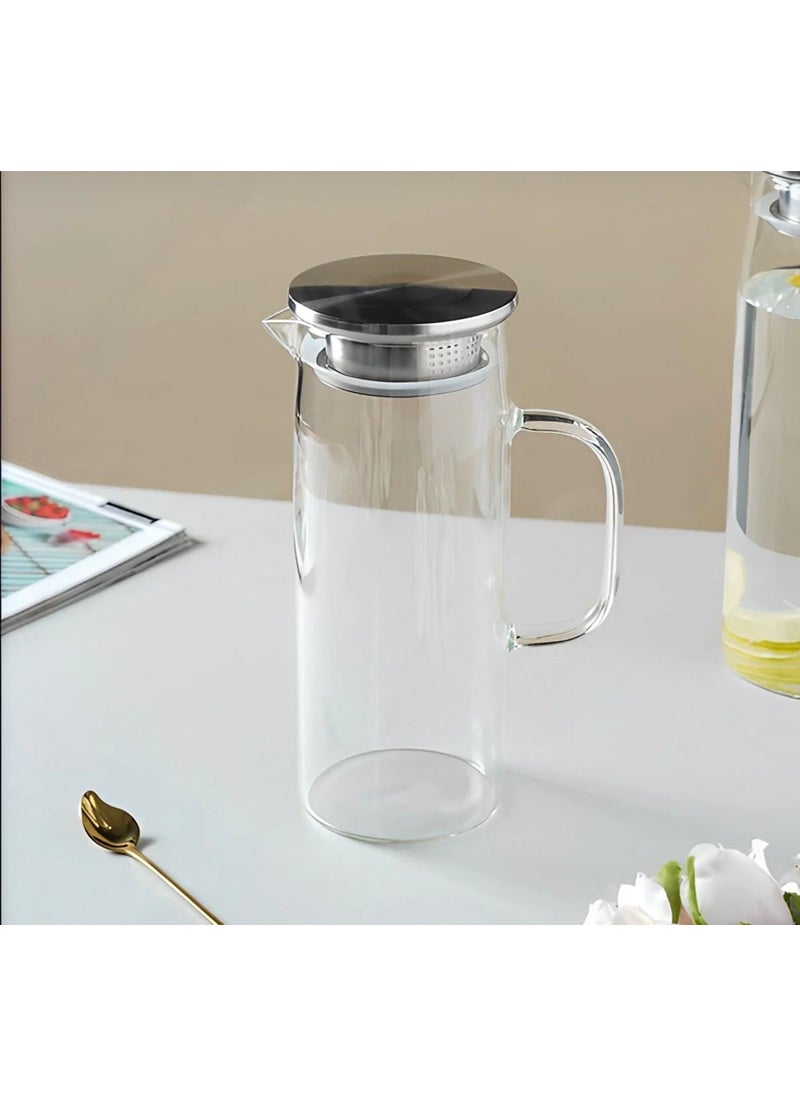 Kitchen Pembelia Borosilicate Glass 1200CC Jug with Metal Stainless Lid  - Image 4