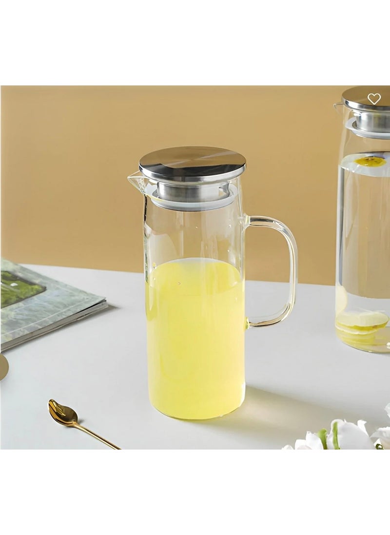 Kitchen Pembelia Borosilicate Glass 1200CC Jug with Metal Stainless Lid  - Image 3