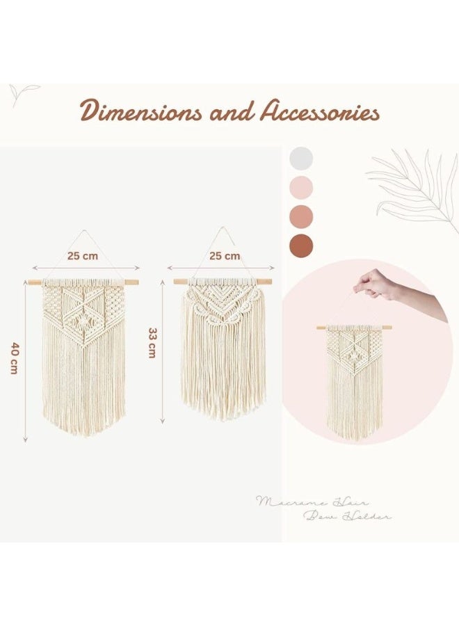 هوم جاليري مجموعة من 2 قطعة فنية منسوجة للتعليق على الحائط من قماش المكرمية مصنوعه يدويا - Image 4