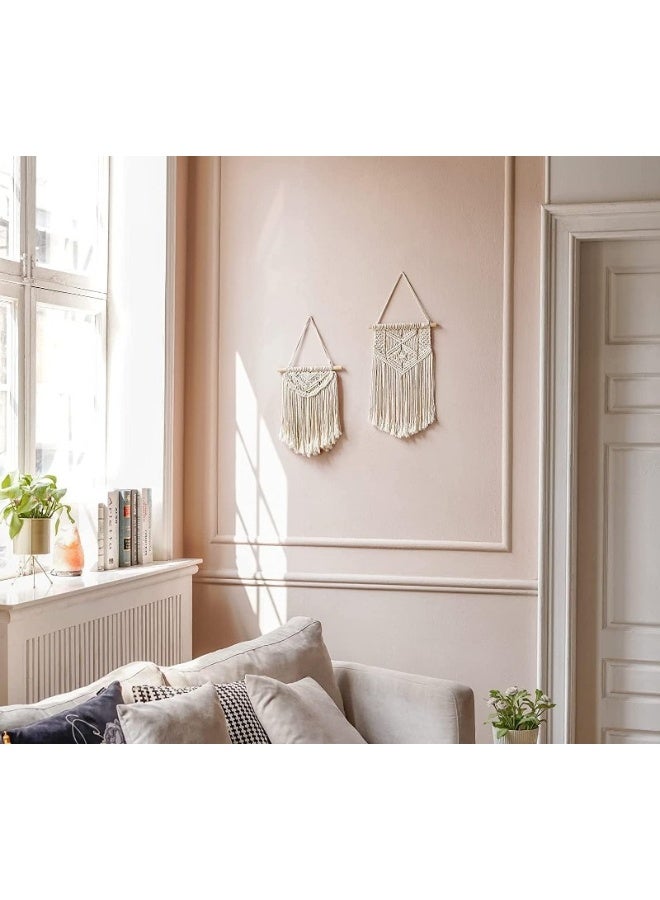 هوم جاليري مجموعة من 2 قطعة فنية منسوجة للتعليق على الحائط من قماش المكرمية مصنوعه يدويا - Image 1