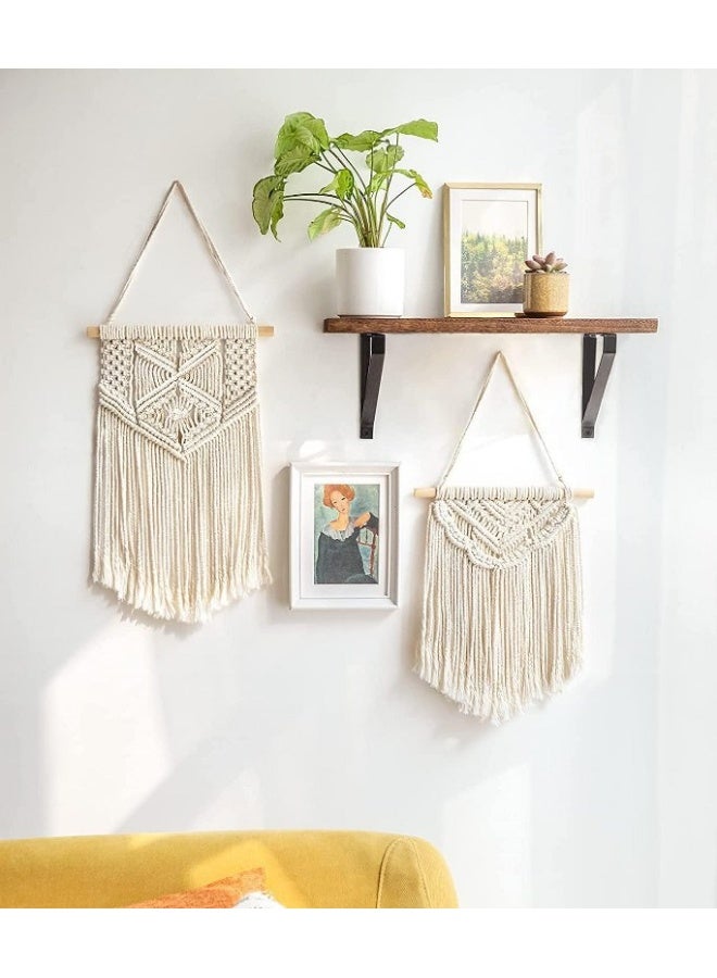 هوم جاليري مجموعة من 2 قطعة فنية منسوجة للتعليق على الحائط من قماش المكرمية مصنوعه يدويا - Image 3