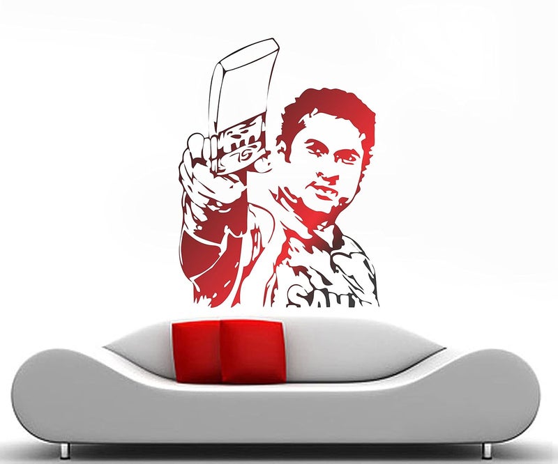 Design Zoo Sachin Tendulkar in Red Black Color Wall Sticker
