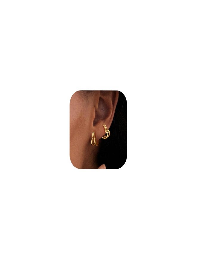 ALEXCRAFT Heart Hoop Earrings for Women, 925 Sterling Silver Huggie Hoop Hypoallergenic Elegant Lightweight Silver Small Cartilage Double Heart Shape Earrings for Women, Brass, No Gemstone - Image 2