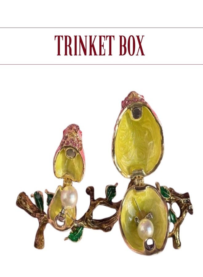 YOOYOO Lovebirds Trinket Boxes Hinged, Pretty Couple Birds Enameled Jewelry Boxes, Two Loving Cute Songbirds, 2 Pcs, A Pair Green Birds Figurine, Hand-Painted Gifts For Bird Lovers Girls Women Home Decor - Image 4