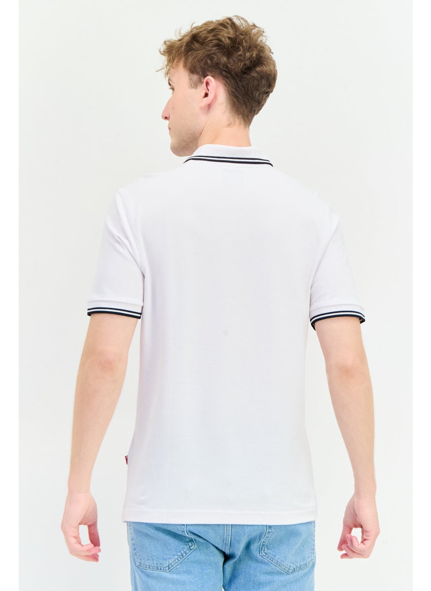 English Laundry Men Regular Fit Textured Short Sleeves Polo Shirt, White  - Image 2