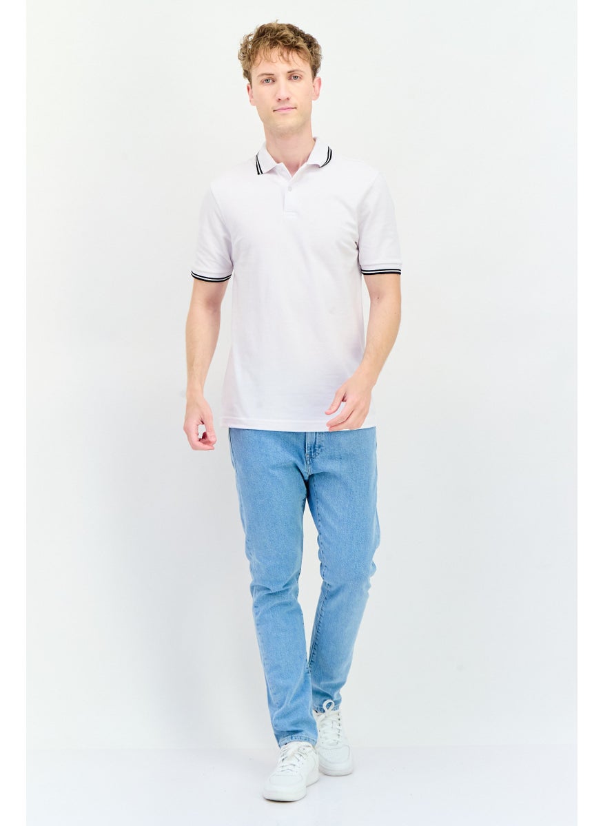 English Laundry Men Regular Fit Textured Short Sleeves Polo Shirt, White  - Image 4