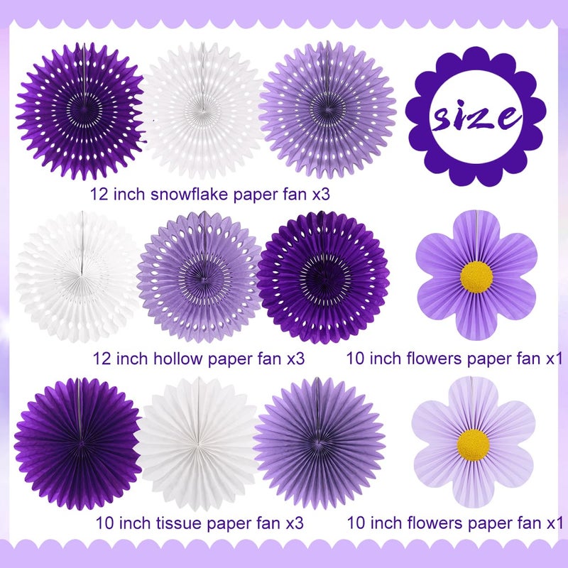 Zilue Paper Fans Party Decorations Paper Flowers Decorations For Wall Classroom Floral Backdrop Baby Shower Birthday Party Flower Wall Decor Pack Of 11 Purple - Image 2