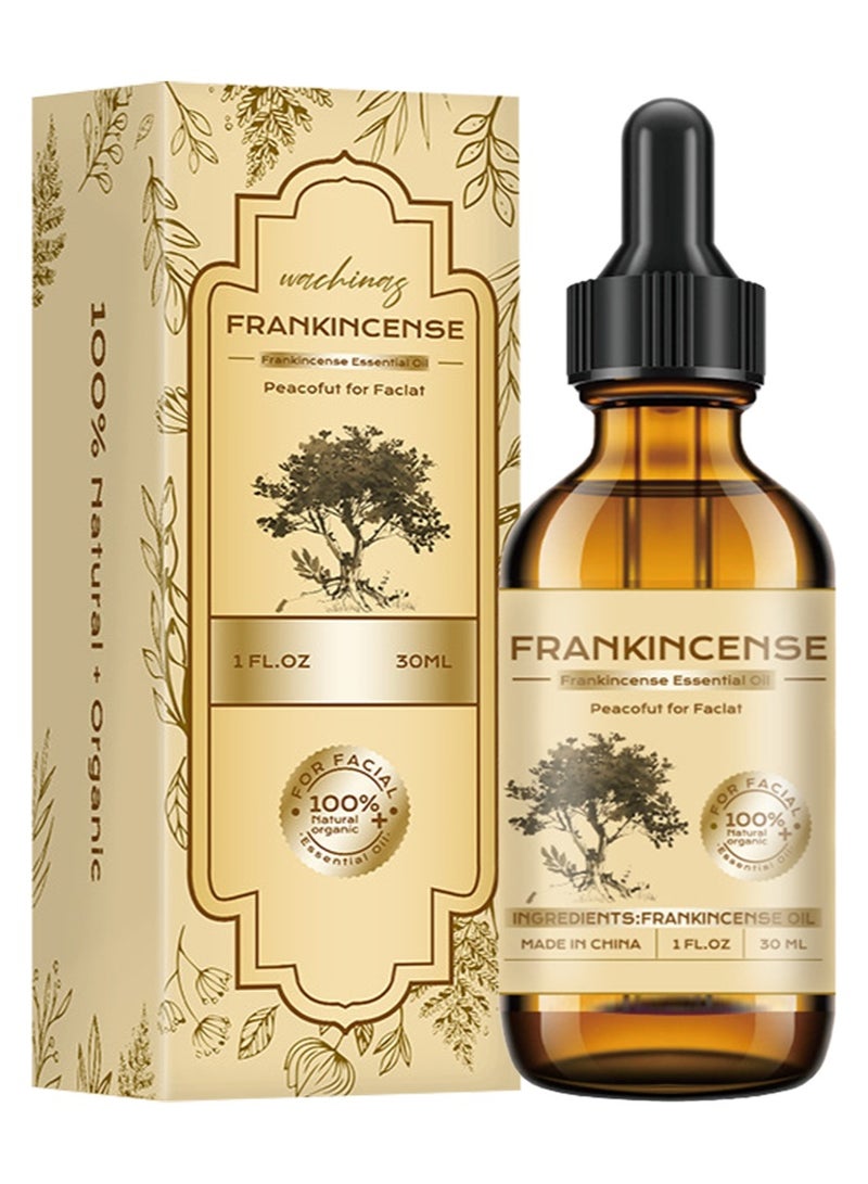 wachinas 100% Natural Frankincense Resin Oil with Dropper - Soothes Irritated Skin,Deep Hydration for All Skin Types,Ideal for Daily Skincare Routine,For Diffuser,Hair Care,Facial Care,Skin Care,Aromatherapy, Scalp and Body Massage,Soap and Candle Making,1 Fl Oz - Image 1