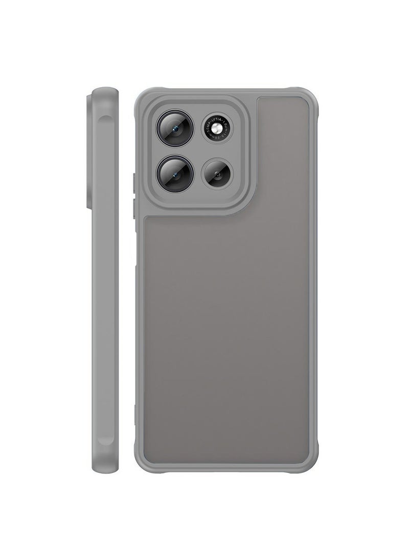 دبليو تيك غلاف حالة رفيع هجين من TPU والسيليكون لهاتف موتورولا موتو G86 5G 2025 مع كاميرا مرتفعة (MCAPSA) - شفاف/رمادي - Image 5