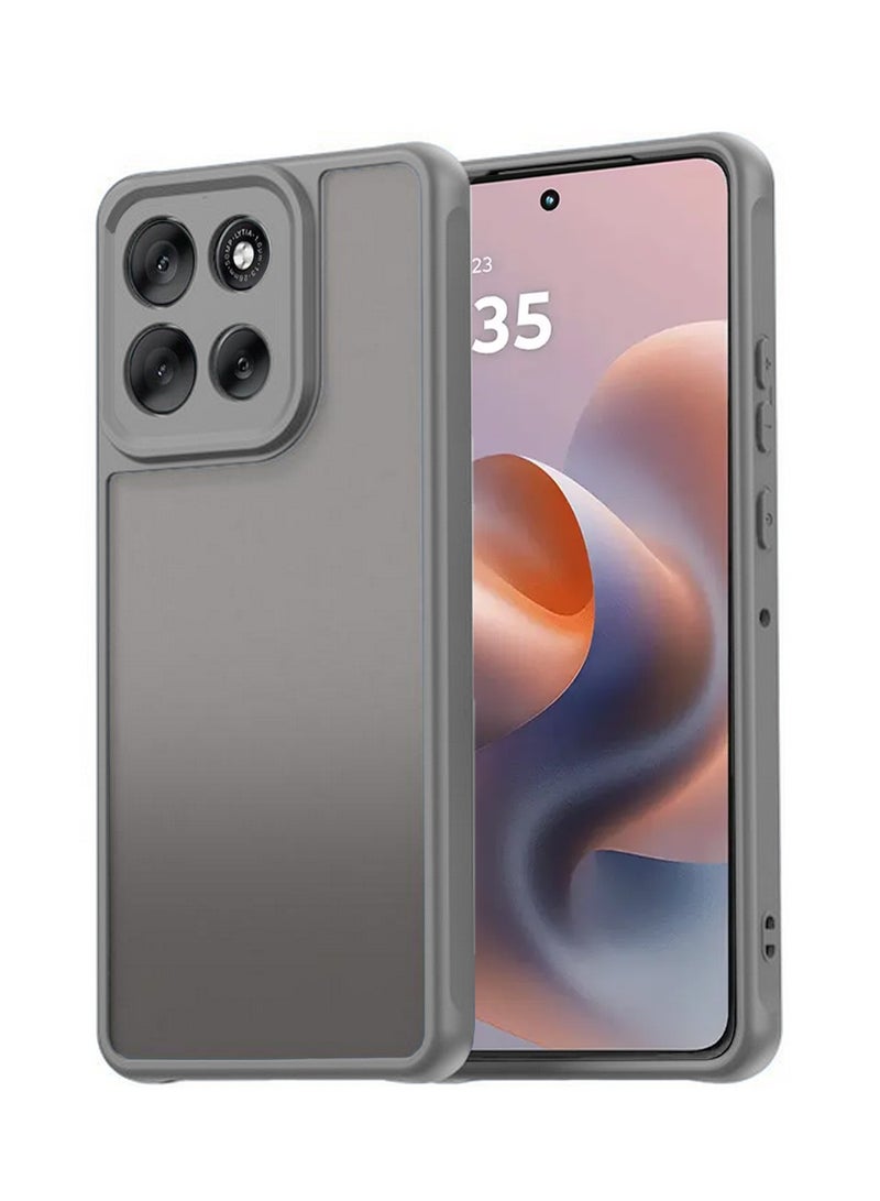 دبليو تيك غلاف حالة رفيع هجين من TPU والسيليكون لهاتف موتورولا موتو G86 5G 2025 مع كاميرا مرتفعة (MCAPSA) - شفاف/رمادي - Image 1