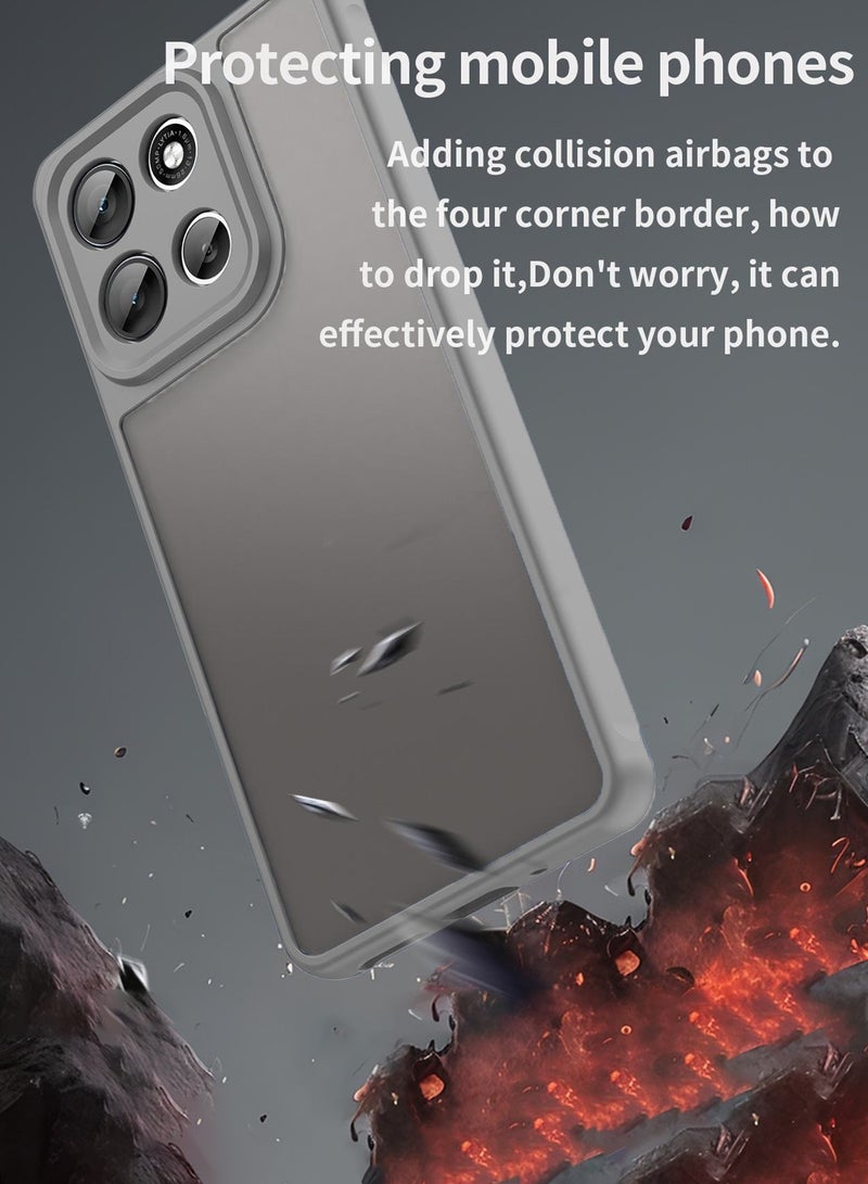 دبليو تيك غلاف حالة رفيع هجين من TPU والسيليكون لهاتف موتورولا موتو G86 5G 2025 مع كاميرا مرتفعة (MCAPSA) - شفاف/رمادي - Image 3