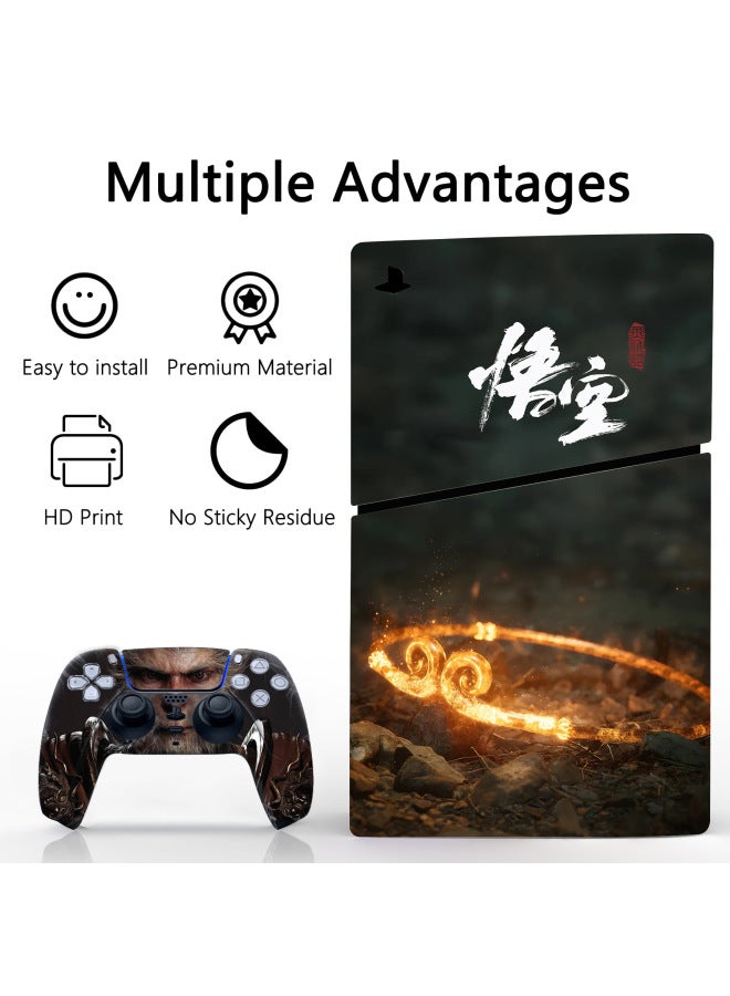 عام لملصقات وحدة التحكم في ألعاب Sony PS5، النسخة الرقمية من الفيلم الواقي Fashion Black Myth Wukong مجموعة كاملة من الملصقات - اللون: PS5SlimDiscQT-18265 - Image 4