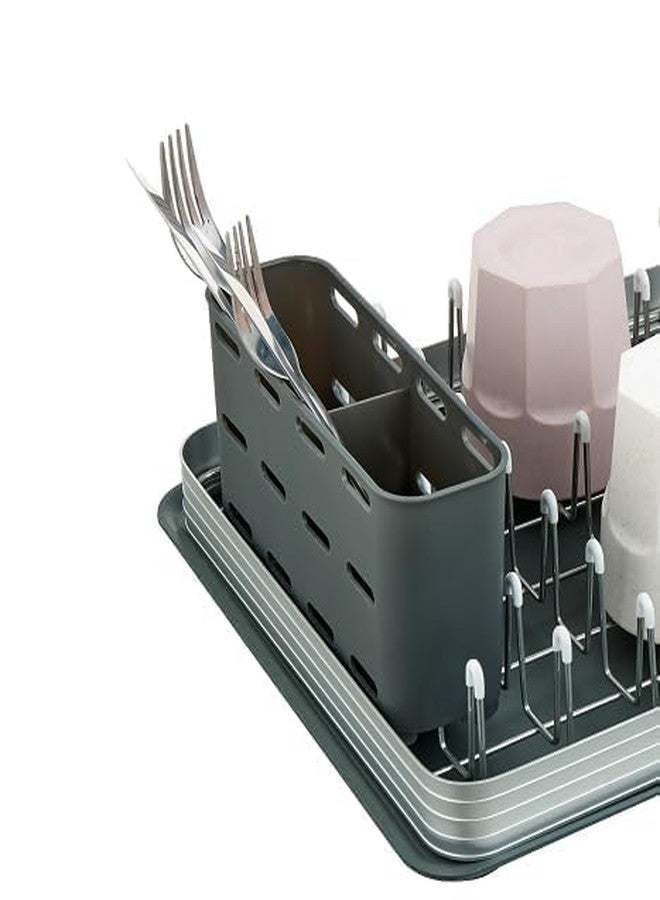 Arkit Kitchen Sink Dish Rack, Dish Drainer, Rust Proof Plate Drying Rack,On Counter with Removable Utensil Holder, After Wash Utensils Basket (3 in 1 Dish Rack) - Image 2