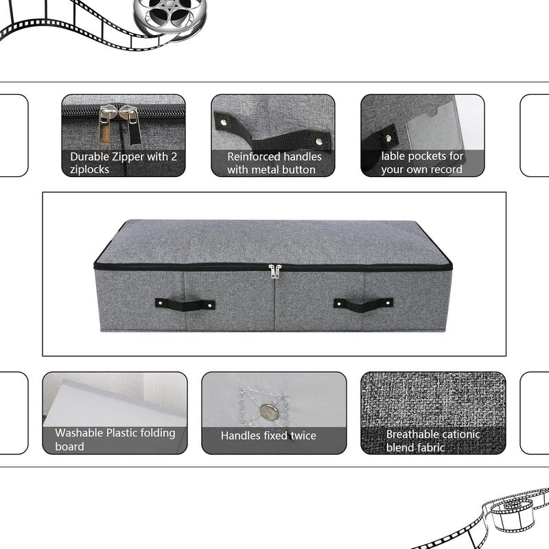 Omygarden Foldable Sturdy Underbed Storage Box with Handle, Zip Lid, Blankets, Clothes, Duvets, Storage Container Organiser for Bedroom and Closet, 90 x 42 x 18 cm, Black Grey - Image 3