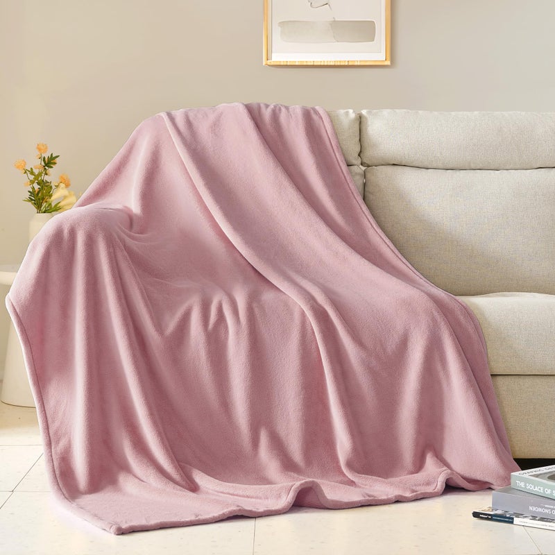 BEAUTEX Fleece Blanket Queen Size Super Soft Flannel Throw Blanket Lightweight Fuzzy Plush Blanket for Couch Sofa or Bed All Seasons (Dusty Pink  90"" x 90"") - Image 1