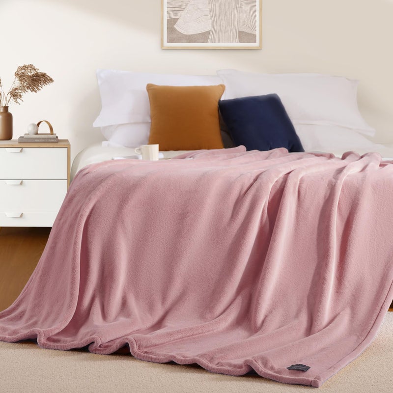 BEAUTEX Fleece Blanket Queen Size Super Soft Flannel Throw Blanket Lightweight Fuzzy Plush Blanket for Couch Sofa or Bed All Seasons (Dusty Pink  90"" x 90"") - Image 2