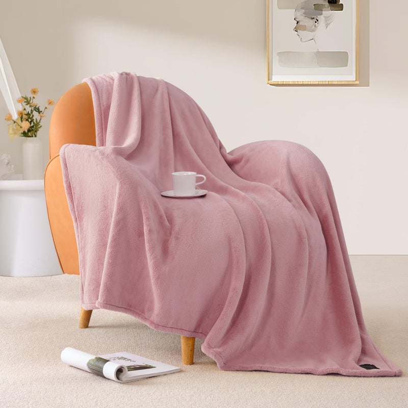 BEAUTEX Fleece Blanket Queen Size Super Soft Flannel Throw Blanket Lightweight Fuzzy Plush Blanket for Couch Sofa or Bed All Seasons (Dusty Pink  90"" x 90"") - Image 3