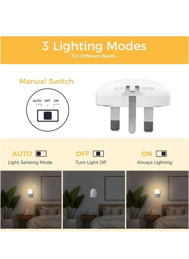 2-Pack Motion Sensor Dimmable Night Light, Night Lights Plug into Wall, LED Adjustable Brightness Wall Light for Kids Bedroom, Bathroom, Hallway, Kitchen, Stairway - Image 4
