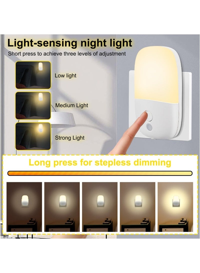 2-Pack Motion Sensor Dimmable Night Light, Night Lights Plug into Wall, LED Adjustable Brightness Wall Light for Kids Bedroom, Bathroom, Hallway, Kitchen, Stairway - Image 2