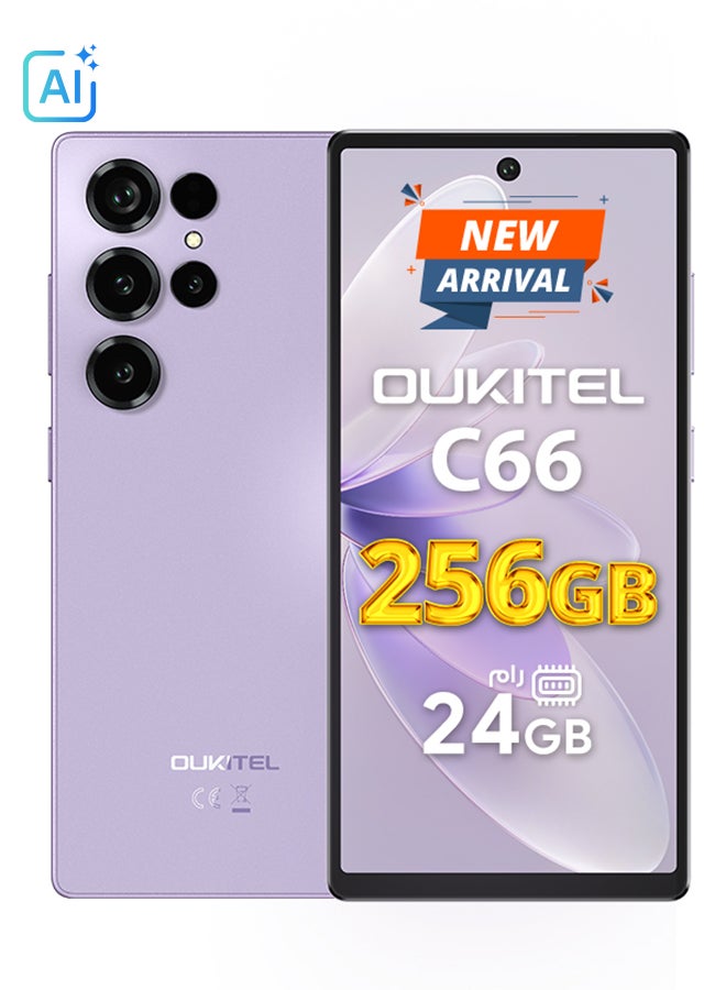 أوكيتل C66 ثنائي الشريحة بنفسجي 8+16GB RAM 256GB 4G - نسخة الشرق الأوسط - Image 1