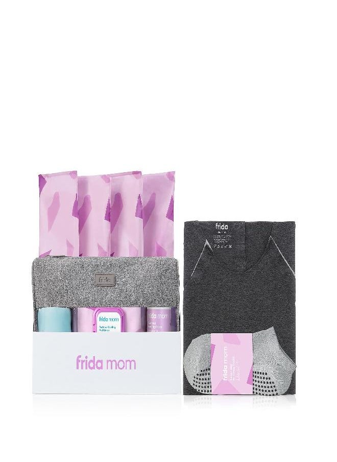 frida mom Frida Mom Hospital Packing Kit for Labor, Delivery, & Postpartum | Nursing Gown, Socks, Peri Bottle, Disposable Underwear, Ice Maxi Pads, Pad Liners, Perineal Foam, Toiletry Bag (15 PIECE GIFT SET)  - Image 2