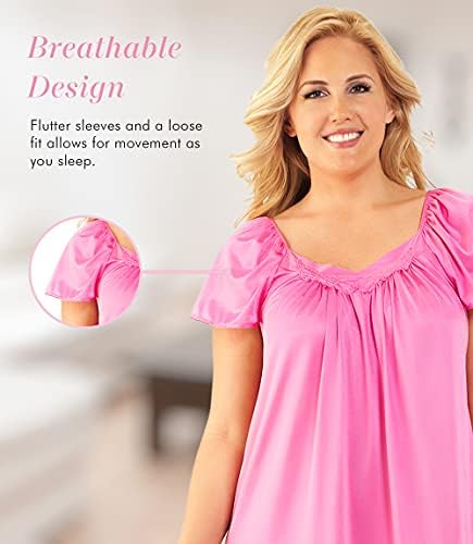 Exquisite Form Women's 30109 Nylon Tricot Flutter Sleeve Short Knee Length Nightgown - Image 2