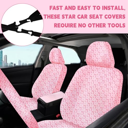 JINGSEN 15 Pcs Pink Butterfly Car Steering Wheel Cover Center Console Armrest Pad Headrest Seat Belt Cover Handbrake Cover Keychain Coaster Full Set Car SUV - Image 2