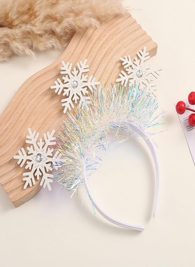 Doneace Christmas Headband Snowflake Hair Bands Glitter Snowflakes Rhinestone Hair Hoop New Year Hair Accessories for Women Girls Christmas Holiday Happy New Year Winter Party Supplies - Image 1