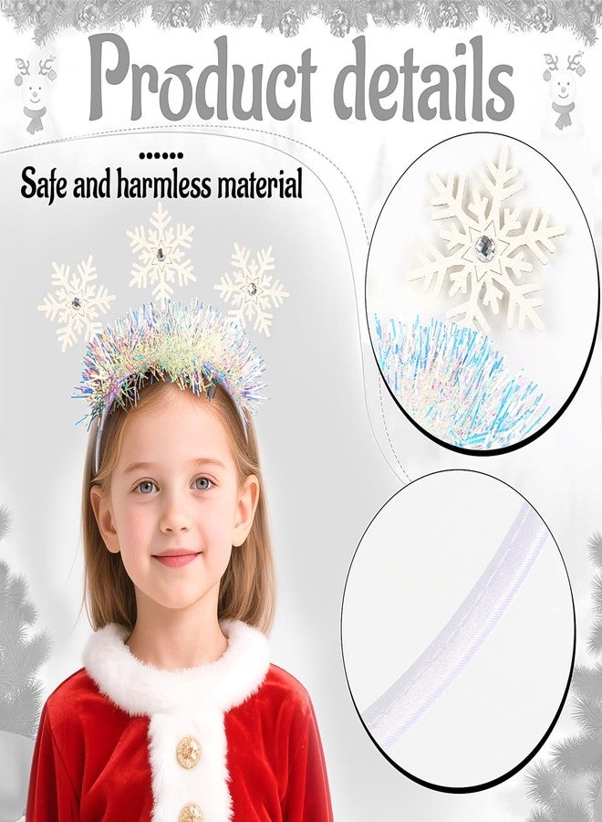 Doneace Christmas Headband Snowflake Hair Bands Glitter Snowflakes Rhinestone Hair Hoop New Year Hair Accessories for Women Girls Christmas Holiday Happy New Year Winter Party Supplies - Image 3