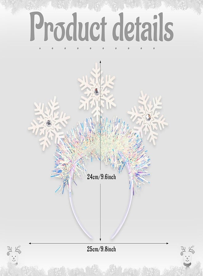 Doneace Christmas Headband Snowflake Hair Bands Glitter Snowflakes Rhinestone Hair Hoop New Year Hair Accessories for Women Girls Christmas Holiday Happy New Year Winter Party Supplies - Image 2