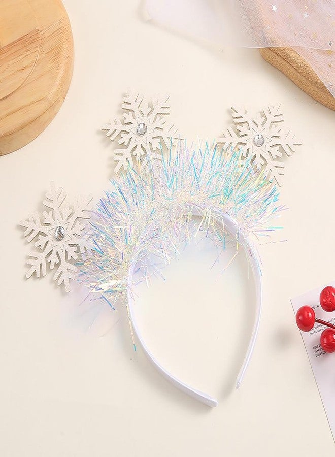 Doneace Christmas Headband Snowflake Hair Bands Glitter Snowflakes Rhinestone Hair Hoop New Year Hair Accessories for Women Girls Christmas Holiday Happy New Year Winter Party Supplies - Image 4