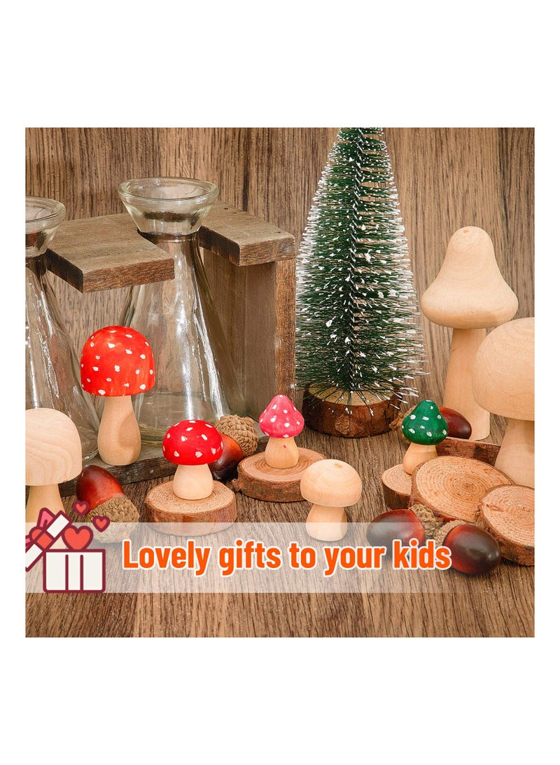 SYOSI 14 Pieces Unfinished Wooden Mushroom Natural Wooden Mushrooms Mini Mushroom Various Sizes Wooden Mushroom for Arts and Crafts Projects Decoration - Image 5