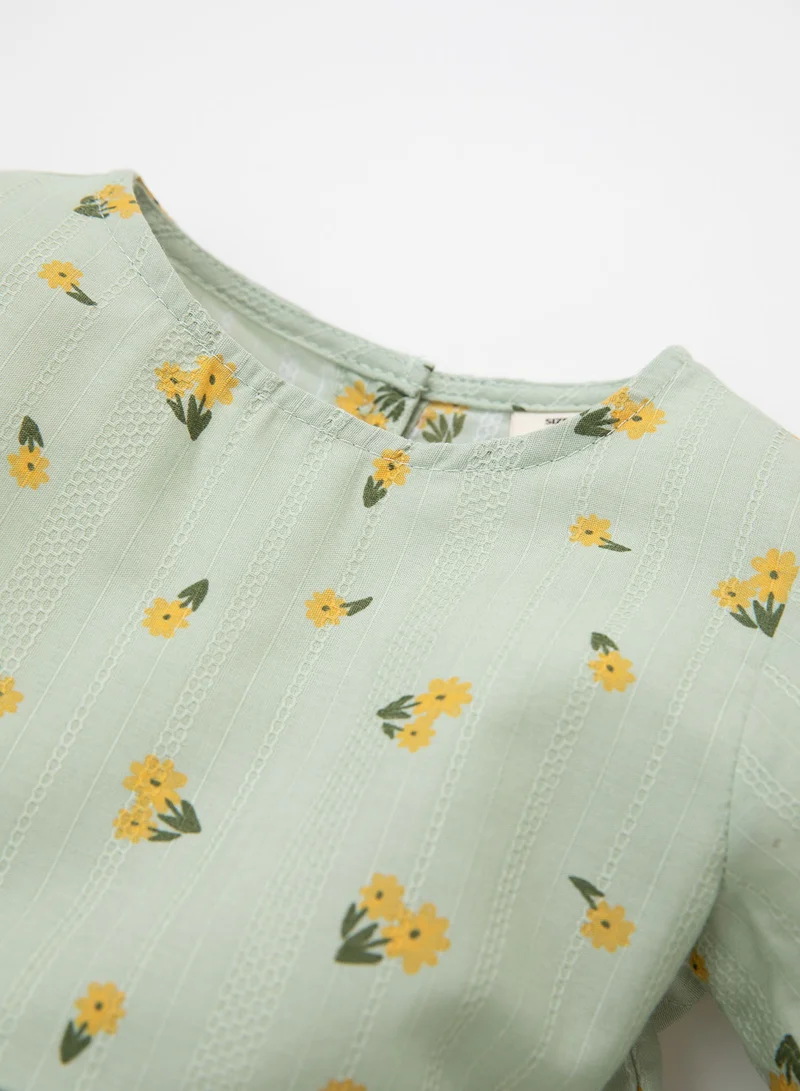 ديفاكتو Floral Ruffle Tiered Dress