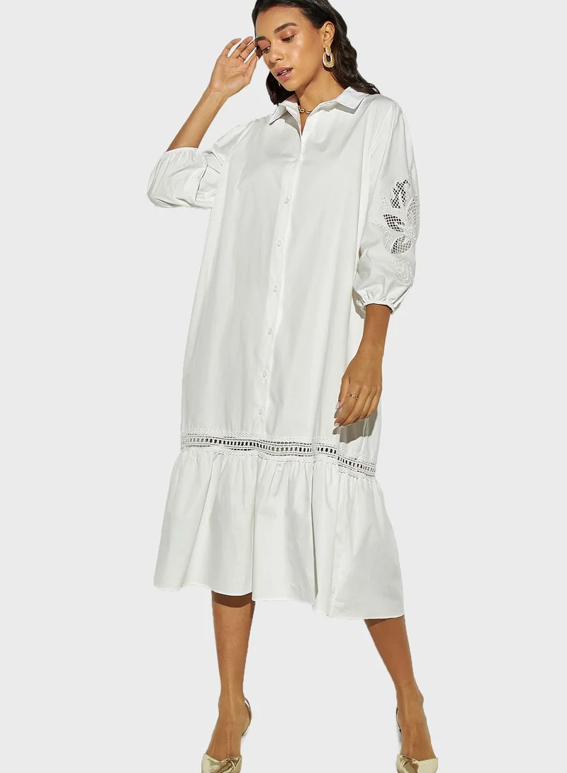2Xtremz Lace Detail Shirt Dress